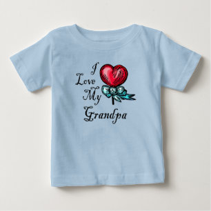 T-shirt Pour Bébé I Love My Grandpa Heart Lollipop