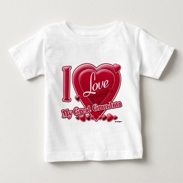 T-shirt Pour Bébé I Love My Great Grand-mère rouge - coeur (Devant)