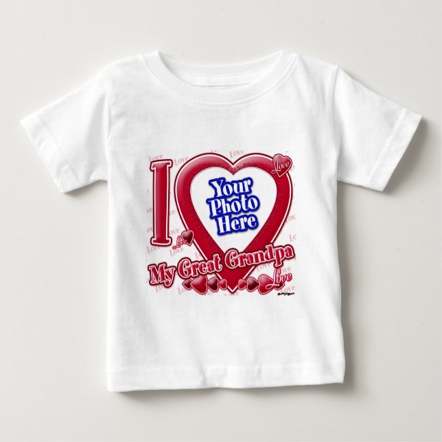T-shirt Pour Bébé I Love My Great Grand-pa coeur rouge - photo (Devant)