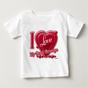 T-shirt Pour Bébé I Love My Great Grand-pa rouge - coeur