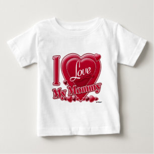 T-shirt Pour Bébé I Love My Mommy rouge - coeur