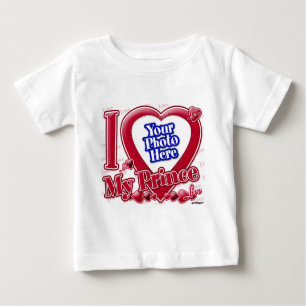 T-shirt Pour Bébé I Love My Prince coeur rouge - photo