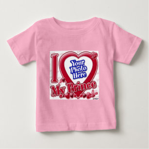 T-shirt Pour Bébé I Love My Prince coeur rouge - photo