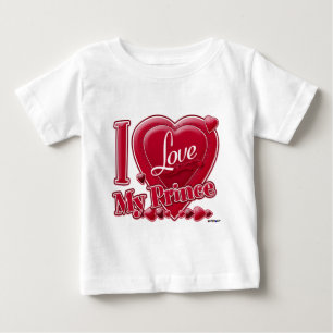 T-shirt Pour Bébé I Love My Prince rouge - coeur
