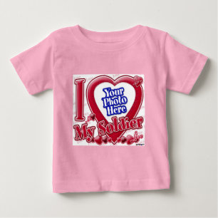 T-shirt Pour Bébé I Love My Soldier coeur rouge - photo