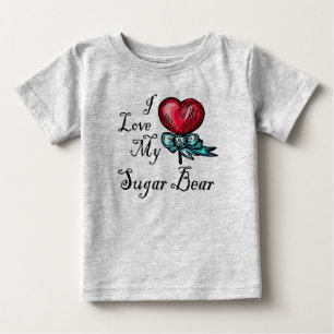 T-shirt Pour Bébé I Love My Sugar Bear Heart Lollipop