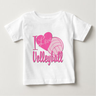 T-shirt Pour Bébé I Love Volleyball rose