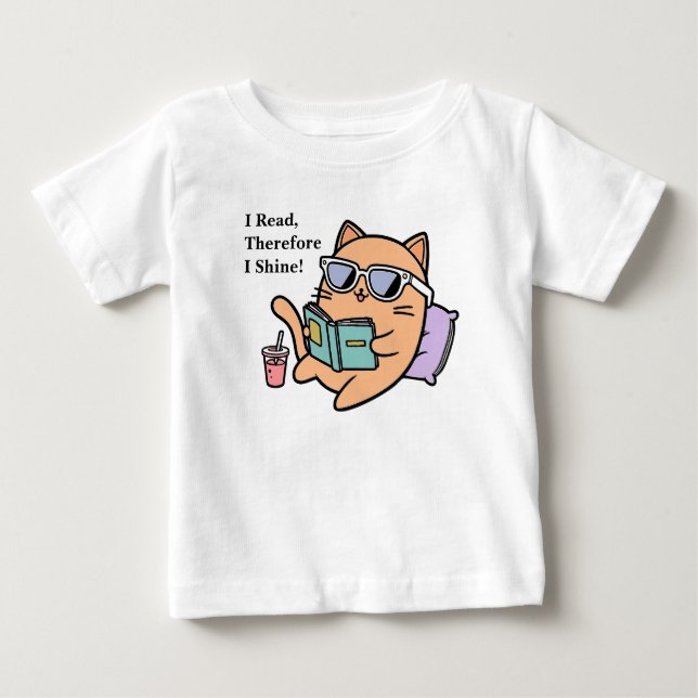 T-shirt Pour Bébé I Read, Therefore I Shine! (Devant)