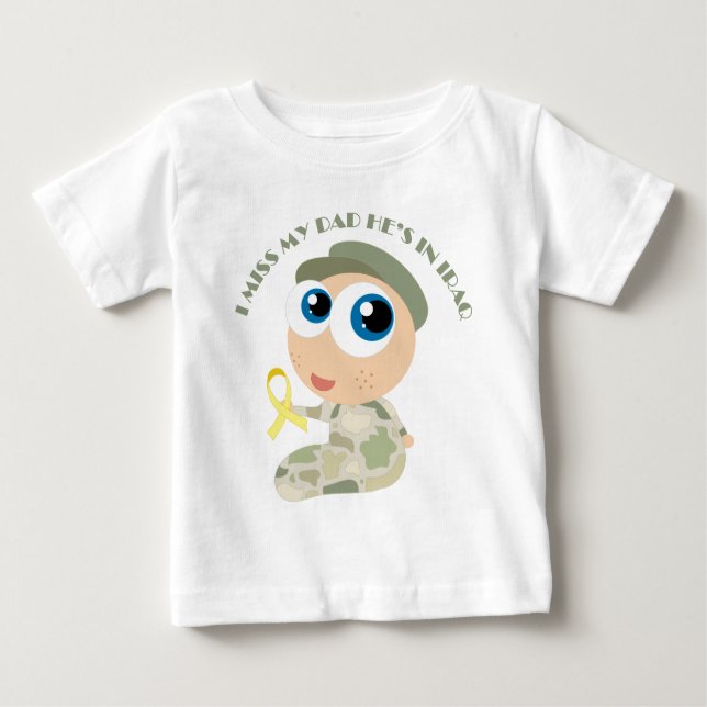 T-shirt Pour Bébé I ruban jaune de Mlle My Dad Soldier Kids (Devant)