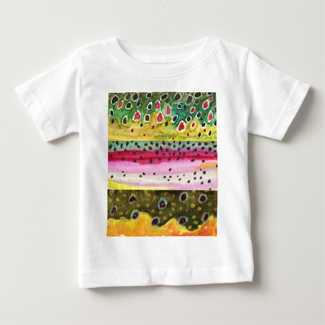 T-shirt Pour Bébé Ichthyologie de la pêche à la truite (Devant)