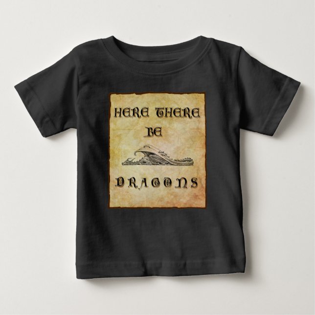 T-shirt Pour Bébé Ici Il Y A Des Dragons (Devant)