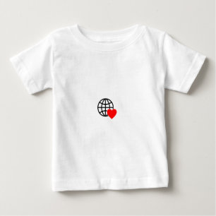 T-shirt Pour Bébé Icône Globe Amour Mondial   Conception de cœur Ter
