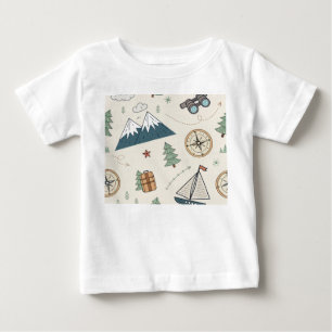 T-shirt Pour Bébé Icônes de carte de voyage pour enfants Motif