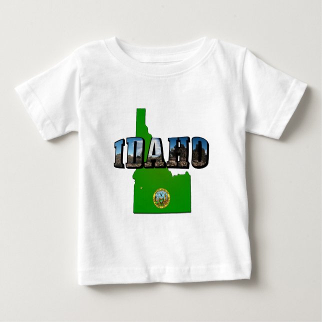 T-shirt Pour Bébé Idaho Carte, sceau et texte de l'image (Devant)