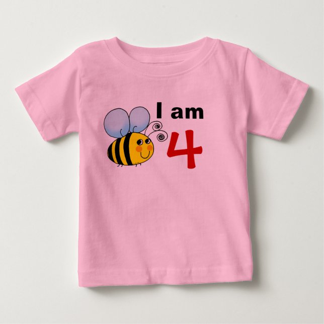 T-shirt Pour Bébé Idée cadeau d'abeille bourdon de 4e anniversaire (Devant)