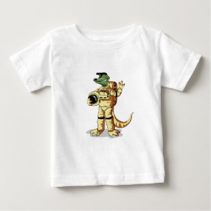 T-shirt Pour Bébé Iguanodon Habillé Dans Un Spacesuit Cosmonaute.