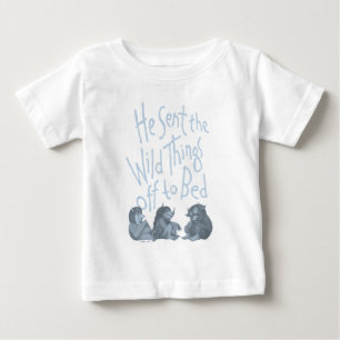 T-shirt Pour Bébé Il envoya les bêtes sauvages au lit - Bleu