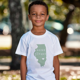 T-shirt Pour Bébé Illinois Maison cultivée   Carte d'état des couleu