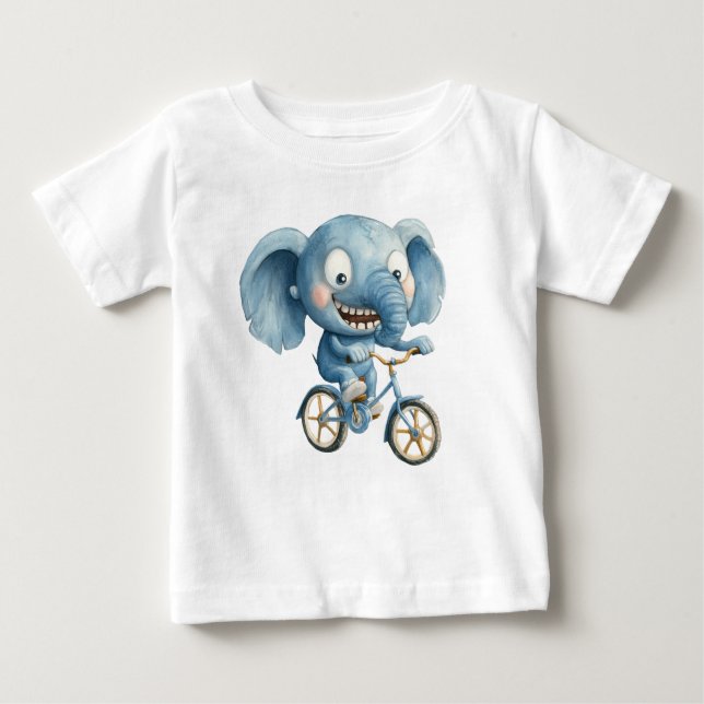 T-shirt Pour Bébé Illustration animale, éléphant de dessin animé (Devant)