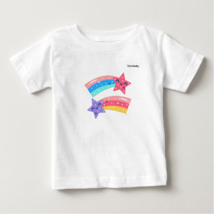 T-shirt Pour Bébé Illustration arc-en-ciel d'étoiles filantes pastel