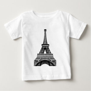 T-shirt Pour Bébé Illustration blanche noire d'art de Paris France