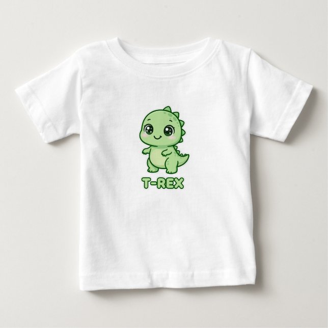 T-shirt Pour Bébé Illustration Chibi de bébé T-Rex dinosaure mignon (Devant)