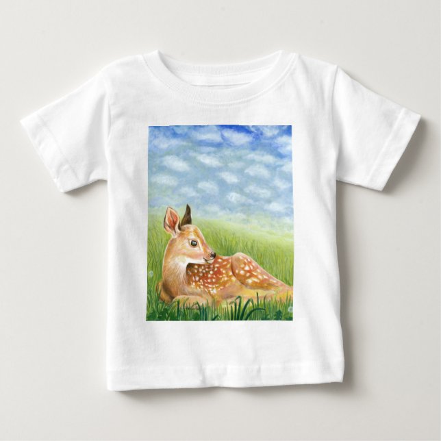 T-shirt Pour Bébé Illustration creusée dans l'herbe (Devant)