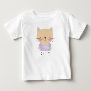 T-shirt Pour Bébé Illustration Cute Cat - Personnalisable