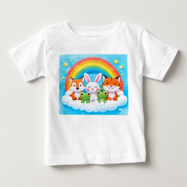 T-shirt Pour Bébé Illustration d'animaux colorés (Devant)