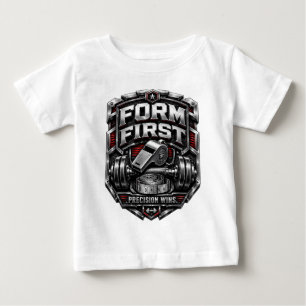 T-shirt Pour Bébé Illustration de badge d'emblème de gym métallique