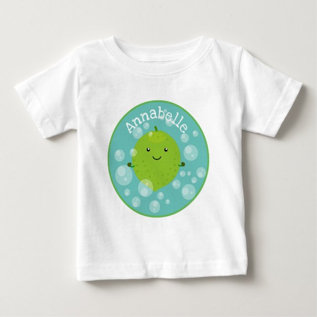 T-shirt Pour Bébé Illustration de bulles de chaux vert mou (Devant)