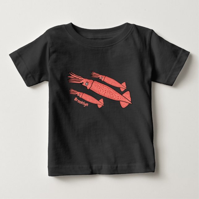 T-shirt Pour Bébé Illustration de calamar rose (Devant)