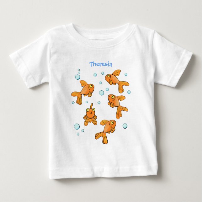 T-shirt Pour Bébé Illustration de caricature de poisson rouge orange (Devant)