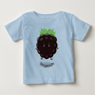 T-shirt Pour Bébé Illustration de cartoon violette de mûre heureuse 