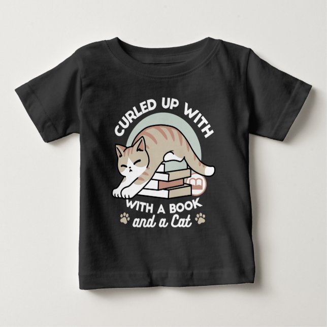 T-shirt Pour Bébé Illustration de chat Lover - Curled Up & Cosy (Devant)