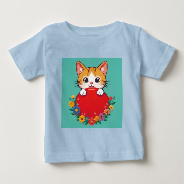 T-shirt Pour Bébé Illustration de chat mignon (Devant)
