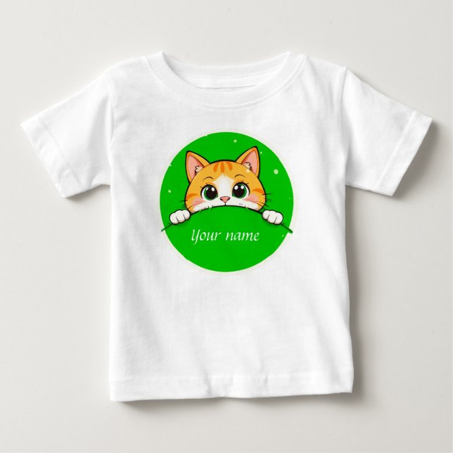 T-shirt Pour Bébé Illustration de chat mignon (Devant)