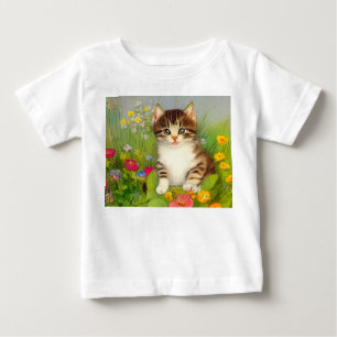 T-shirt Pour Bébé Illustration de chat souriant vintage