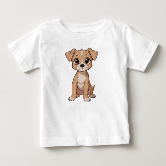 T-shirt Pour Bébé Illustration de chien mignon Anime avec de grands  (Devant)