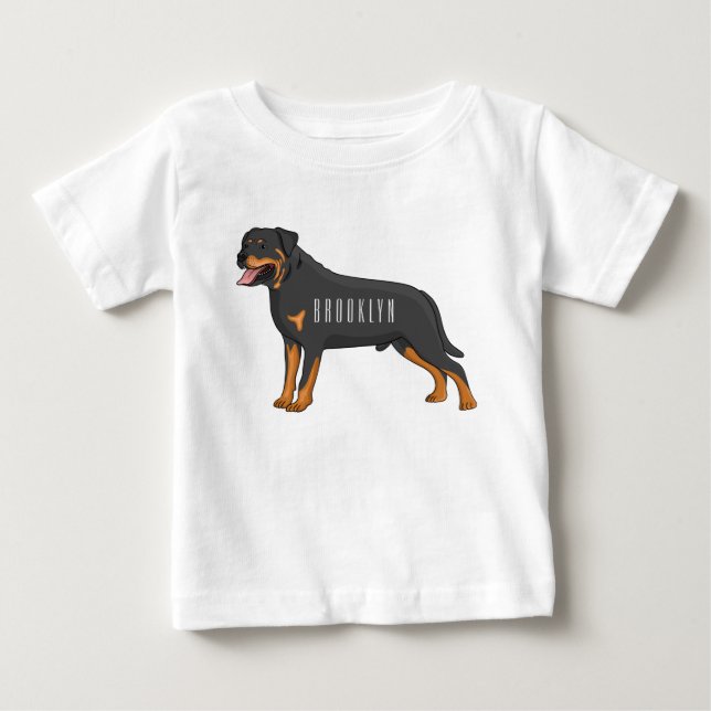 T-shirt Pour Bébé Illustration de chien Rottweiler (Devant)