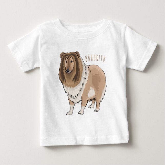 T-shirt Pour Bébé Illustration de chien Rough collie (Devant)