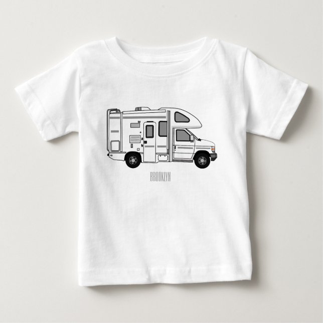 T-shirt Pour Bébé Illustration de dessin animé Campervan (Devant)