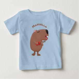 T-shirt Pour Bébé Illustration de dessin animé de capybara ukulele