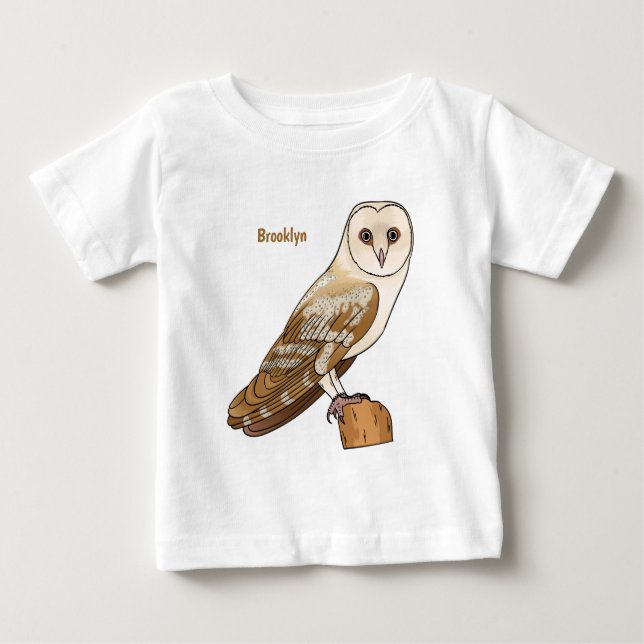 T-shirt Pour Bébé Illustration de dessin animé de la chouette grange (Devant)