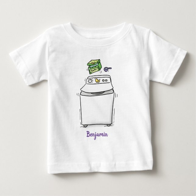 T-shirt Pour Bébé Illustration de dessin animé de lessive de machine (Devant)