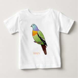 T-shirt Pour Bébé Illustration de dessin animé d'un pigeon vert à co