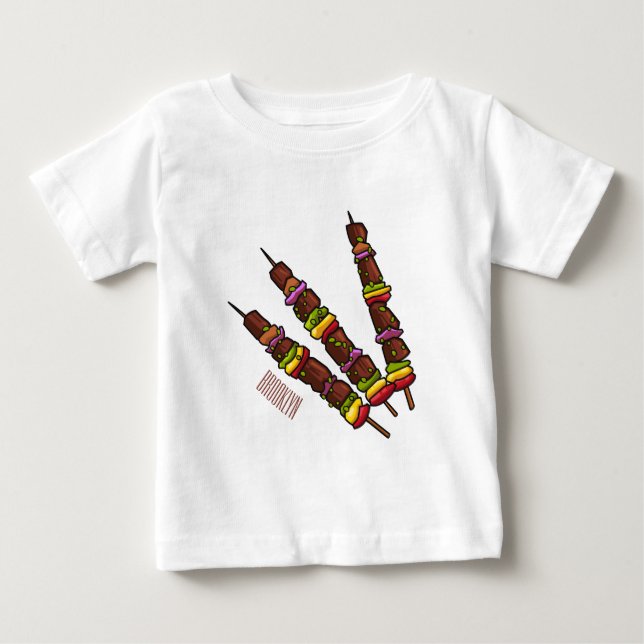 T-shirt Pour Bébé Illustration de dessin animé Kebab ou kabob (Devant)