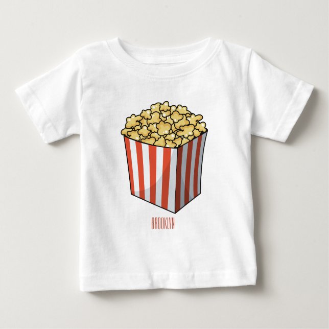 T-shirt Pour Bébé Illustration de dessin animé Popcorn (Devant)
