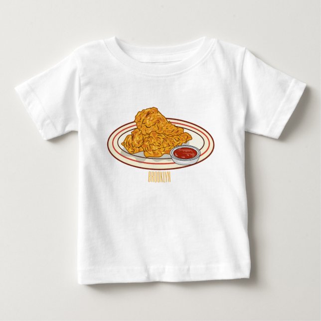 T-shirt Pour Bébé Illustration de dessin animé sur le poulet frit (Devant)