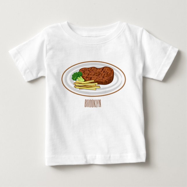 T-shirt Pour Bébé Illustration de dessin de steak (Devant)